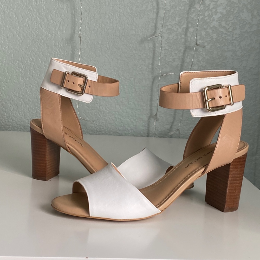 Beige and White Sandal High Heels
